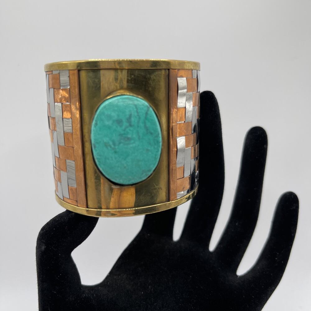 Cuff Mixed Metal Artisan designed bracelet with Native vibe Med-Small